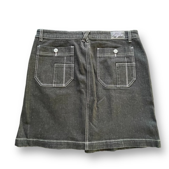Vintage Y2K Lady Enyce Black/Lavender Contrast Stitch Denim Cargo Skirt Size 31 - Picture 2 of 8